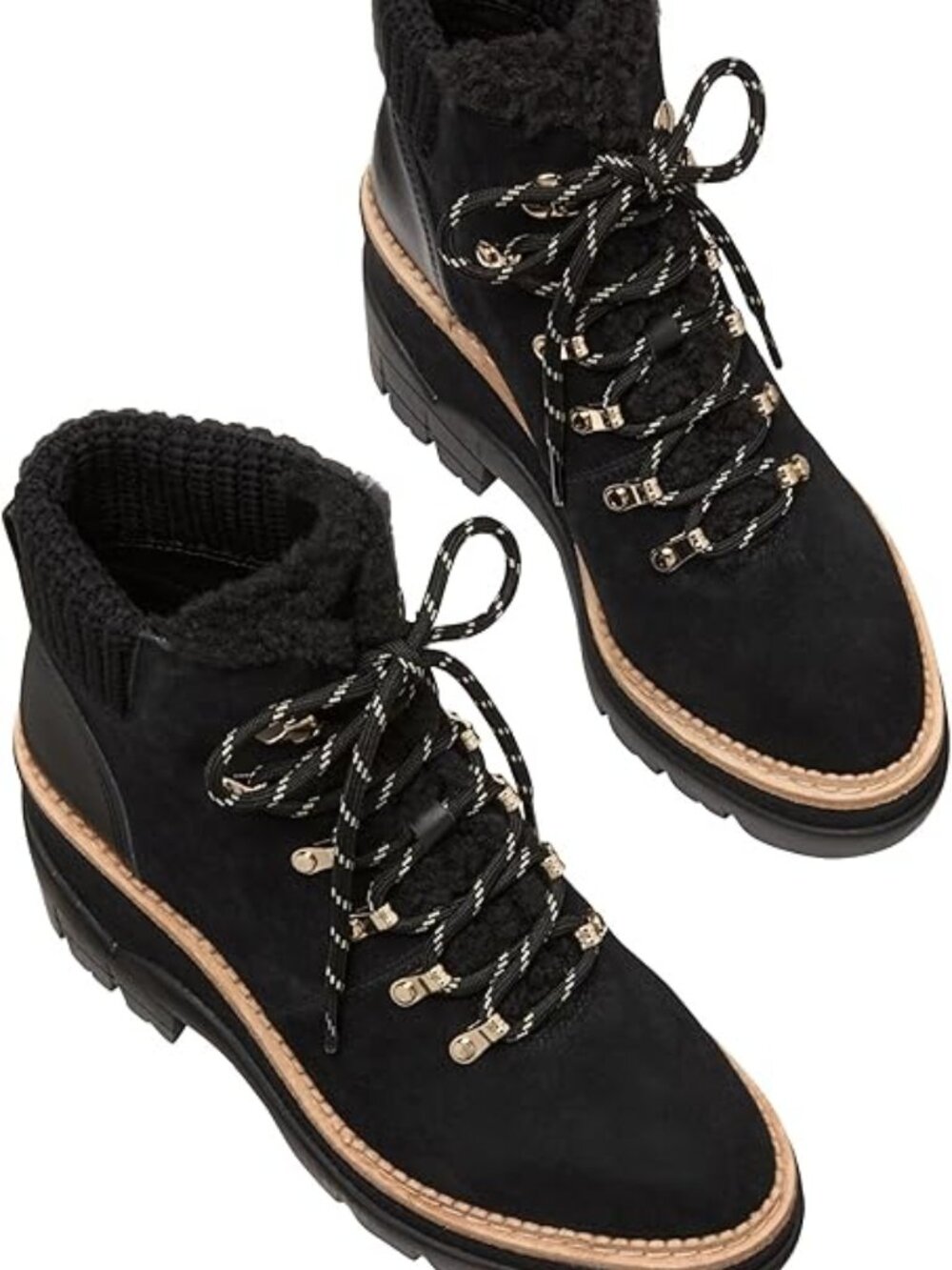 KATE SPADE new york Women's Willow Lug Lace Up Bootie BLACK SIZE 6